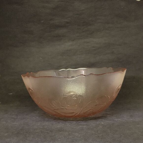Arcoroc France Rosaline Pattern Pink Glass Bowl, Vintage - Picture 1 of 5